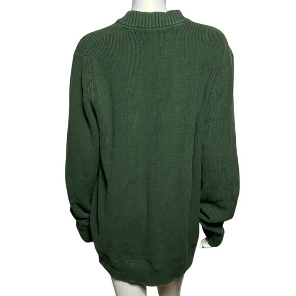 Eddie Bauer Premium Cotton Tall L Henley Sweater Forest Green Ribbed Outdoor USA - Picture 3 of 5